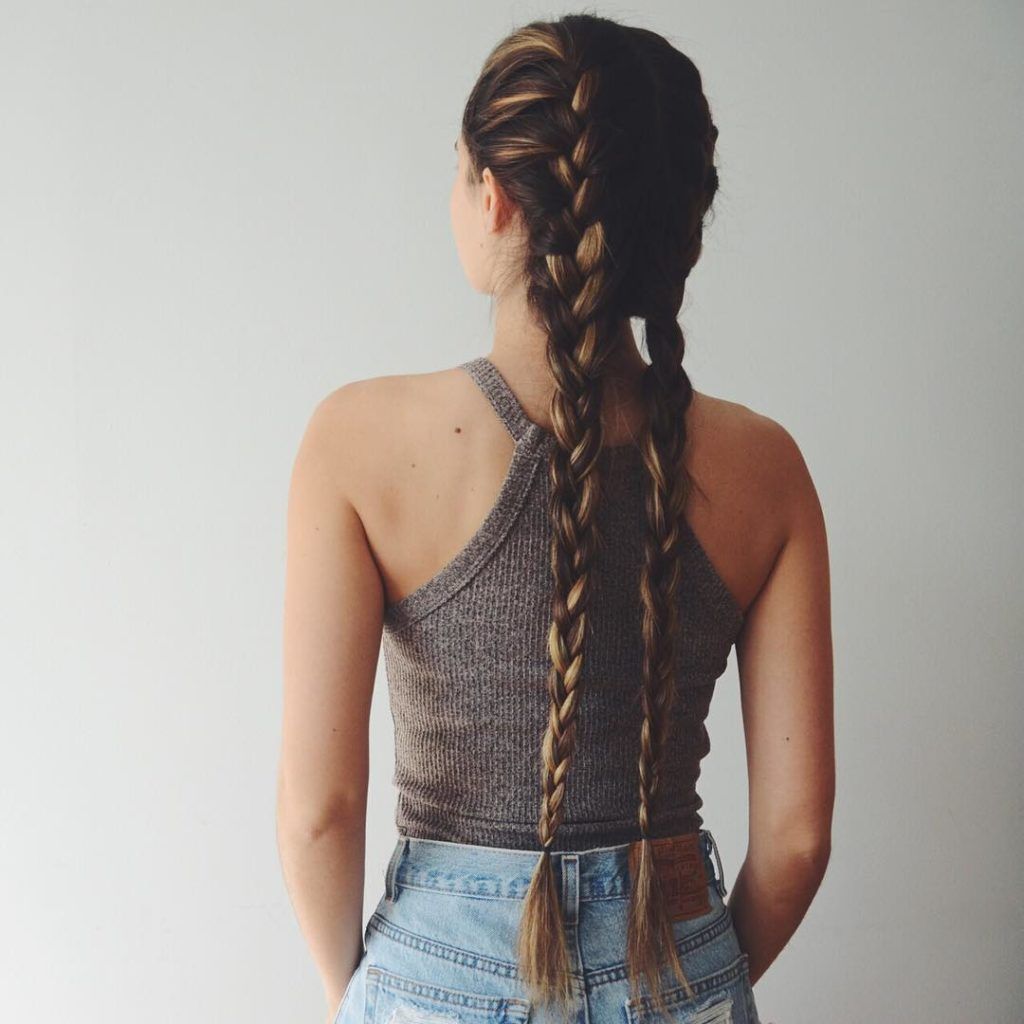 french braid pig tails