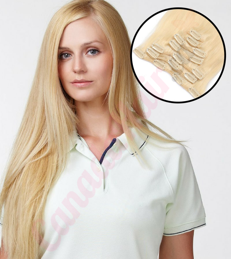 Bleach Blonde 613 Clip In Hair Extensions 100 Real Hair Human Hair