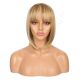 DM1707529-v4 - Short Highlighted Blonde Synthetic Hair Wig With Bangs [FINAL SALE]