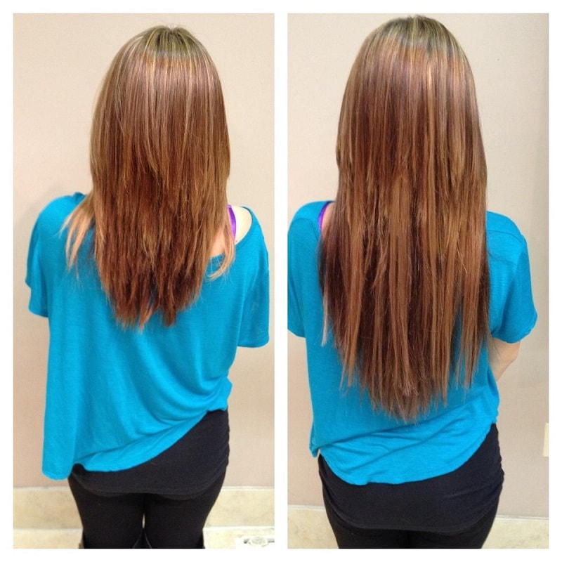 Before after hair extensions