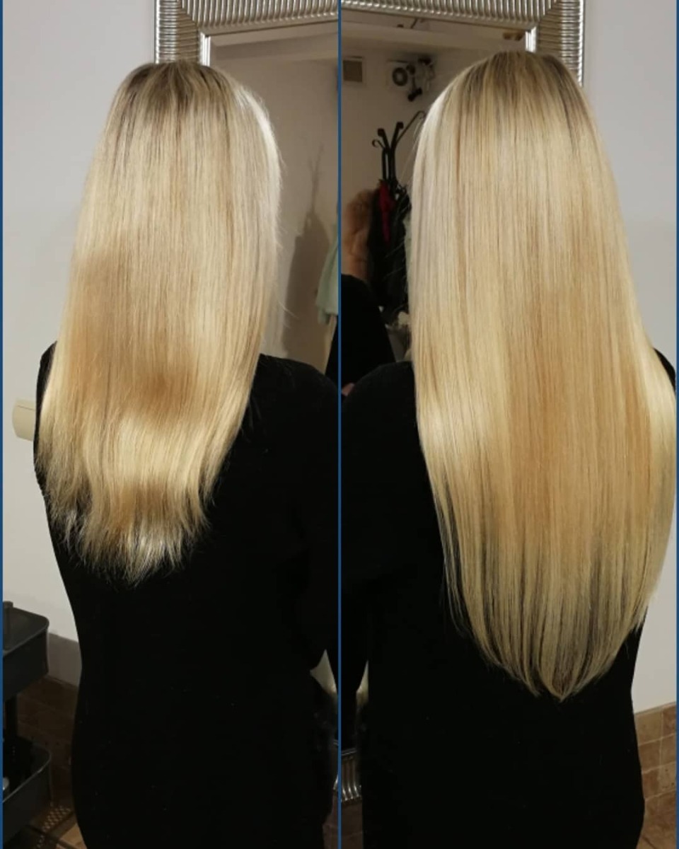 Before after hair extensions