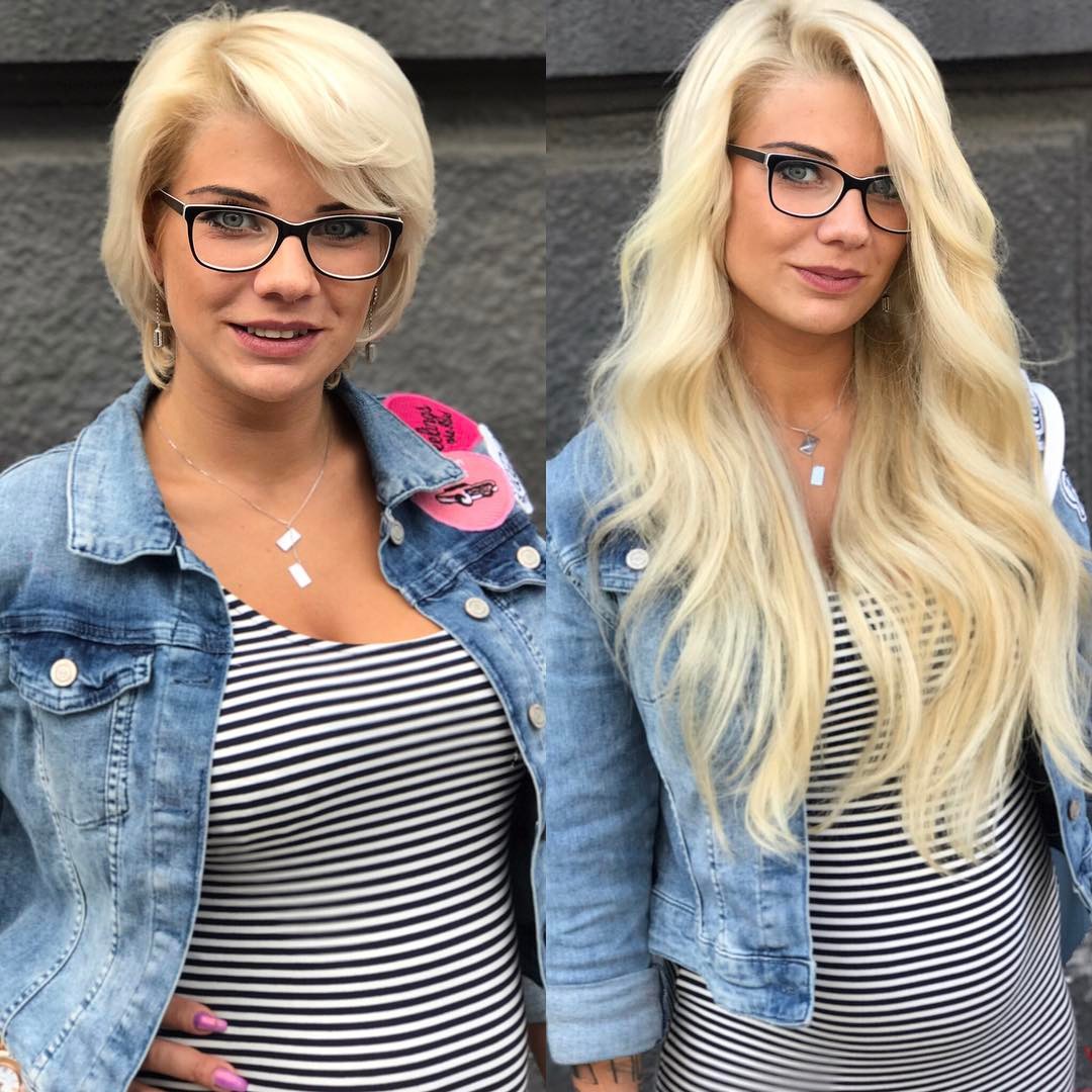 Before after hair extensions