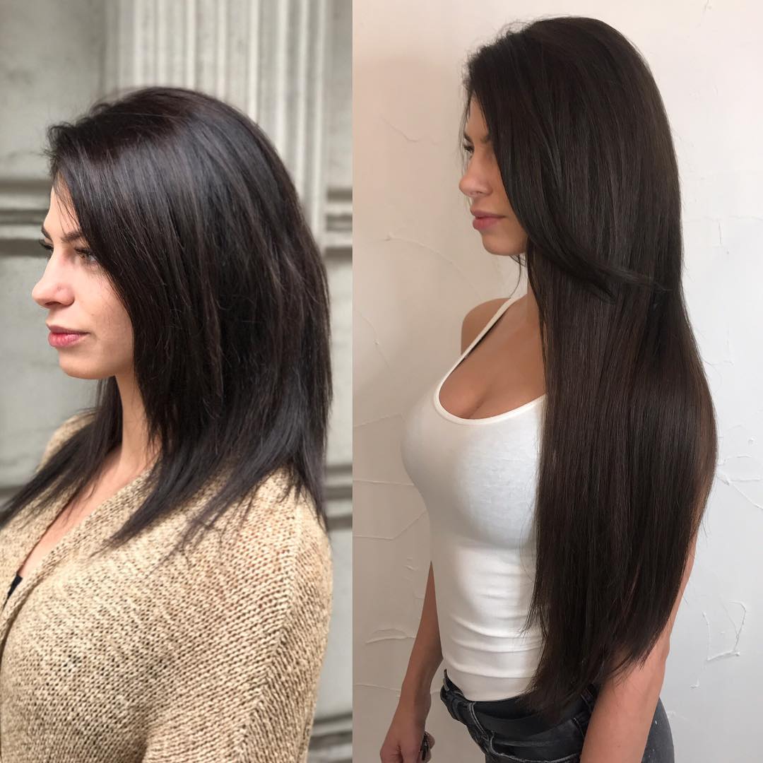 Before after hair extensions