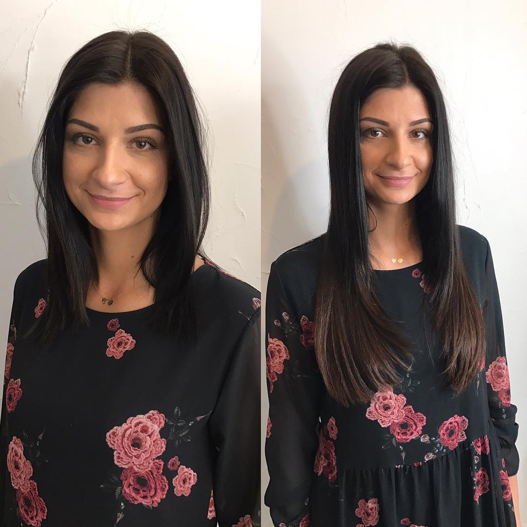 Before after hair extensions