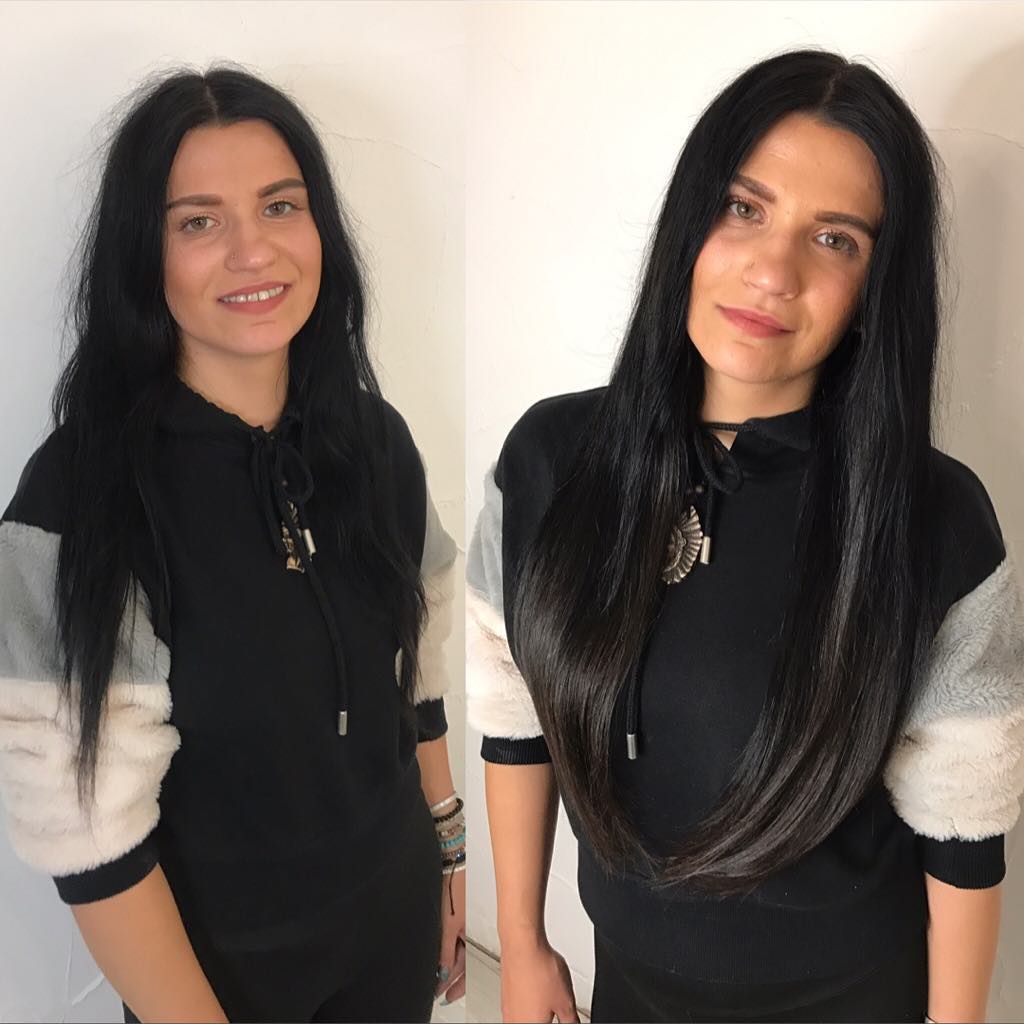 Before after hair extensions