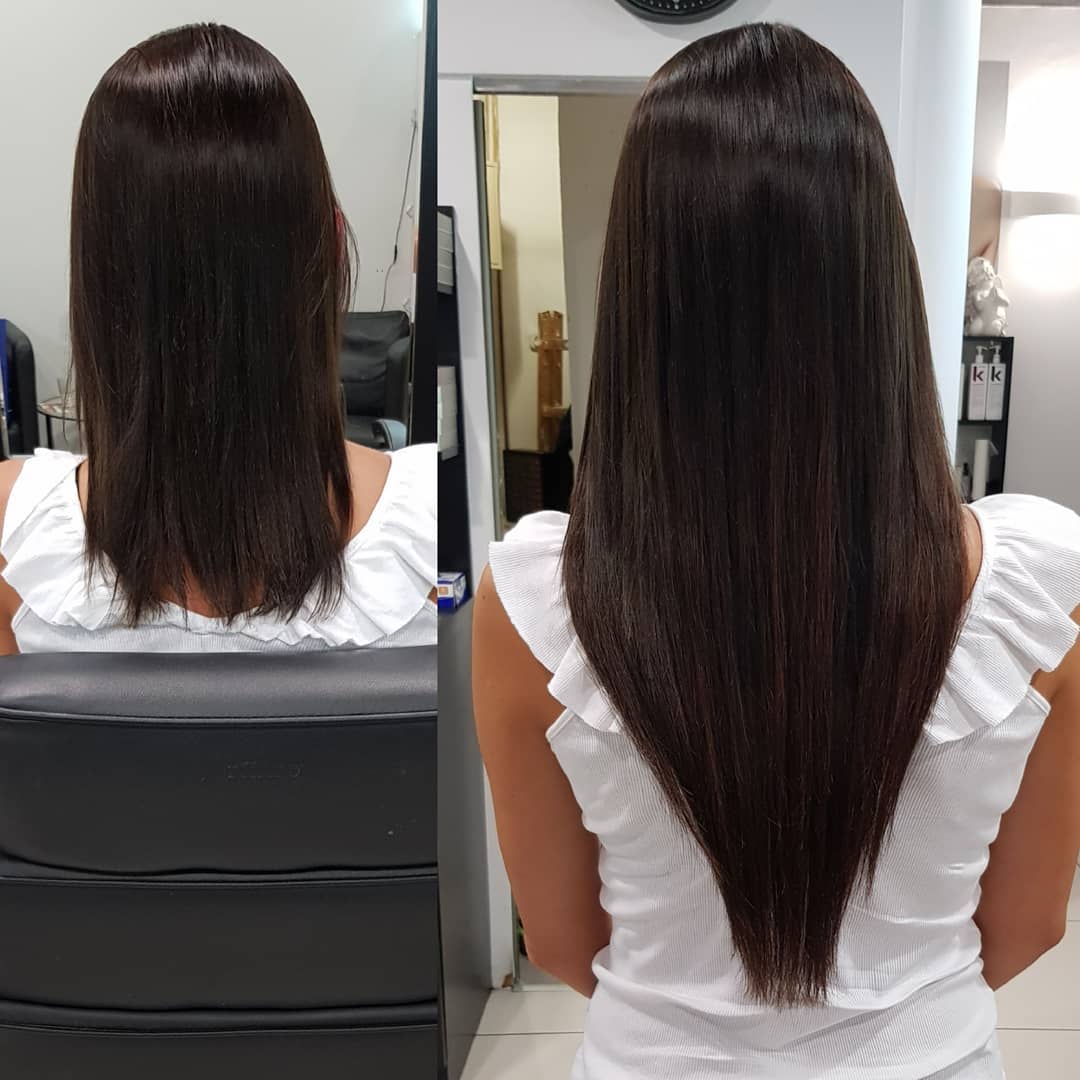 Before after hair extensions