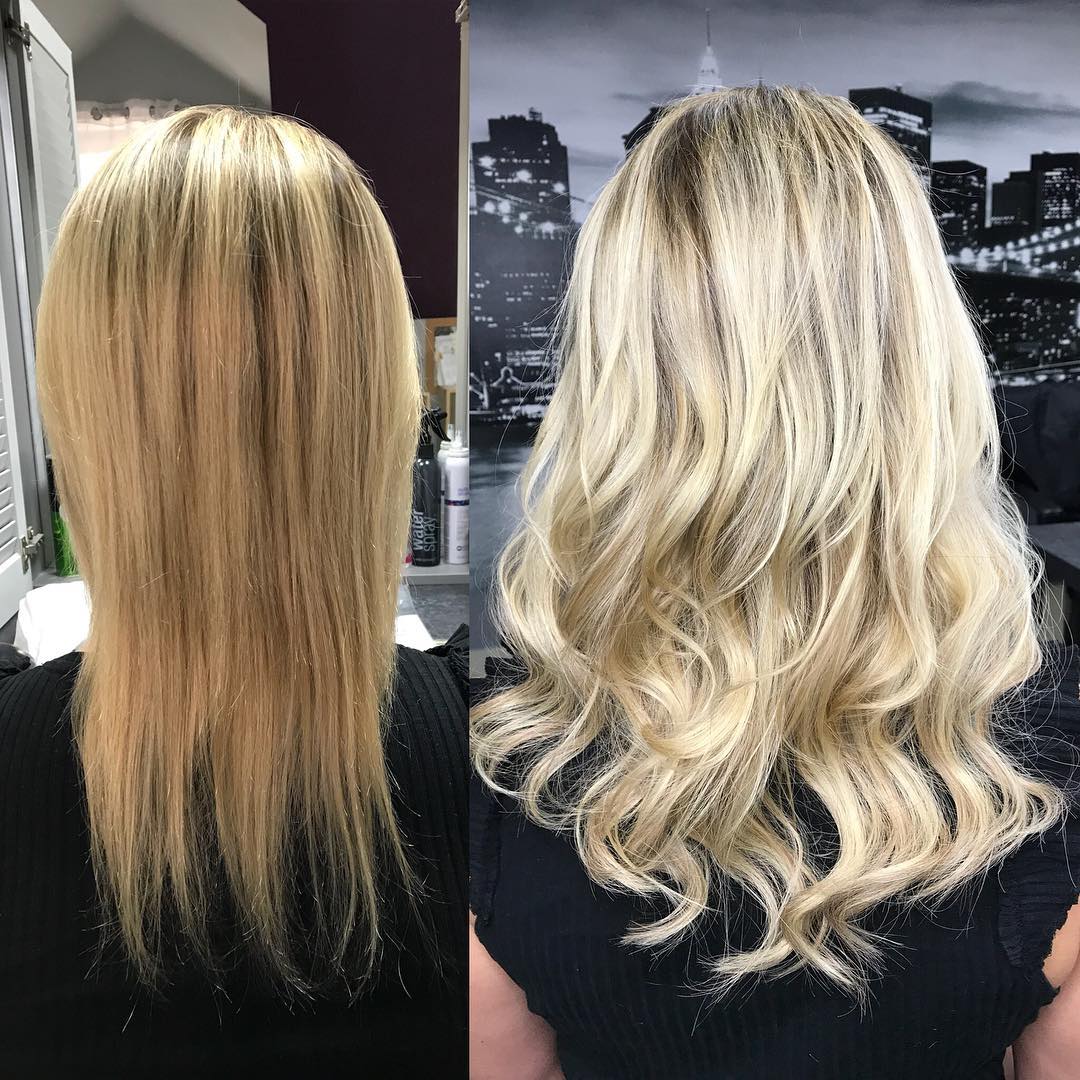 Before after hair extensions